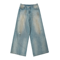 Jean baggy personnalisé grande taille pour hommes pantalon en denim à jambes larges dans un style hip-hop et doux avec motif animal et imprimé