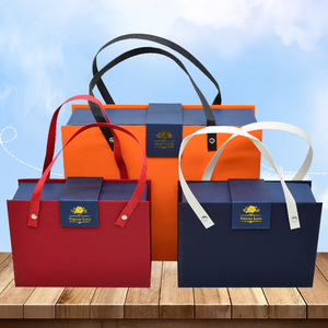Custom logo Orange Paper Box Luxury Shipping Magnetic Paper Boxes Handles Bag Box for Human Hair Wig