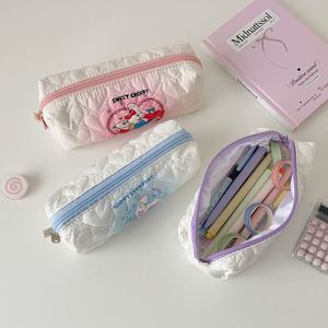 Estuche de Maquillaje con Cierre de Cremallera, Estampado de Conejito Kawaii, Acolchado de Algodón Rosa, Regalo de Navidad o Cumpleaños para Niña, Linda Bolsa para Lápices - Product Image 1