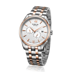 MIGE Men's Automatic Mechanical <b>Watch</b> Stainless Steel Round <b>Case</b> 38mm Sapphire Crystal Date Display Business Style - Product Image 1
