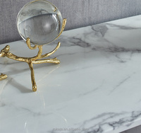 Table de Console Antique en acier inoxydable, Table de luxe à dessus en marbre, de Style Baroque, meubles de maison avec miroir, 1 pièce