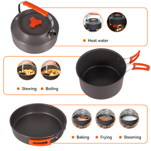 Juego de Utensilios de Cocina para Acampar de 9 Piezas, Ligeros, de Aluminio, Antiadherentes, de 4-5L, para Excursionismo, Senderismo y Cocina al Aire Libre - Product Image 4