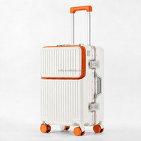 Valise de voyage à ouverture frontale avec cadre en aluminium, bagage rigide en PC, compartiment intégré pour ordinateur portable, serrure à combinaison, roues pivotantes à 360°