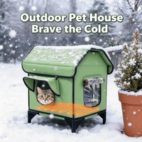 Nouvelle Maison pour Chat d'Extérieur Innovante Transfrontalière, Conception Surélevée, Villa Solide, Étanche, Spacieuse, en Tissu Oxford, Chauffée
