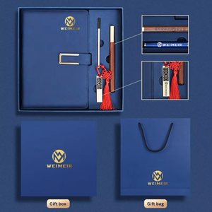 Venta al por mayor cuaderno de cuero corporativo juegos de regalo personalizable de lujo A5 diario cuaderno caja de regalo con bolígrafo y USB - Product Image 2