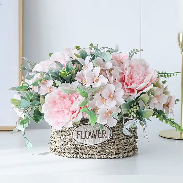 Bouquet di Rose fiori di seta di peonia artificiale fiori di plastica di ortensia rosa fai-da-te centrotavola per la decorazione di nozze a casa