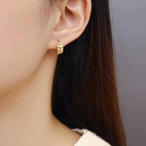 2022 nuovo stile coreano alla moda 925 in argento Sterling Leaf <span class=keywords><strong>orecchini</strong></span> <span class=keywords><strong>orecchini</strong></span> a forma di diamante con zircone <span class=keywords><strong>orecchini</strong></span> a cerchio per donne e <span class=keywords><strong>bambini</strong></span> - Product Image 4