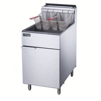 DUKERS Friteuse professionnelle à gaz double panier en acier inoxydable, capacité 70 lbs, haute température, pour cuisine de restaurant et équipement de restauration rapide