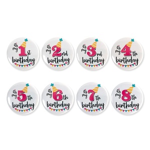 Insignia Redonda de Hojalata con Diseño de Dibujos Animados 'Es <span class=keywords><strong>Mi</strong></span> <span class=keywords><strong>Cumpleaños</strong></span>' con Texto y Número, Lindo Pin Decorativo para <span class=keywords><strong>Cumpleaños</strong></span> Infantiles de Primera Fiesta - Product Image 3