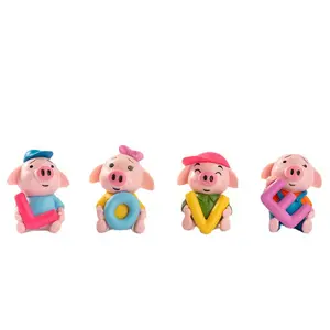 DIY玩具屋迷你玩具卡通小猪小雕像汽车沙盘景观装饰爱心猪
