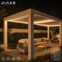 Pérgola de Aluminio para Exteriores Jiake con Iluminación LED Integrada y Techo con Sensor de Lluvia Automático, Espacio Acogedor para Relajarse en el Patio