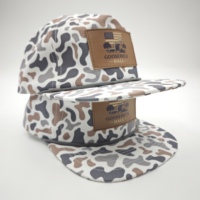 Casquette de baseball sportive ajustable à 5 panneaux en tissu Dobby Oxford Terry avec logo personnalisé, motif camouflage fruité, léopard et pois brodés, fermeture snapback 256