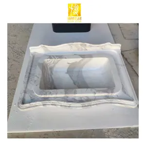 Artificial Stone Chinese Factory Direct Sell White Rectangular Wash Basin Bathroom Sinks Marble