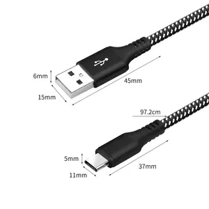 USB C כבל מהיר טעינת USB סוג C ל-USB ניילון קלוע תשלום כבל תואם עם טלפון סם סונג s10 S9 S8 בתוספת