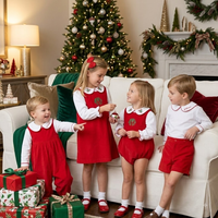Tenues de Noël pour enfants, ensembles assortis pour la famille, robes rouges de fête pour bébés filles, ensembles de vêtements pour garçons, logo personnalisé, ensembles de vêtements pour filles