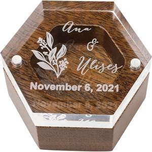Boîte à bagues personnalisée pour cérémonie de mariage Boîte à bagues hexagonale personnalisée Boîte à bagues de mariage en bois pour proposition de mariage fiançailles - Product Image 2