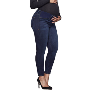 <span class=keywords><strong>Jean</strong></span> élastique pour femme, modèle, Inserts souples, noir, taille moyenne, slim, femme enceinte, pantalon, Leggings de maternité, vente en gros - Product Image 1
