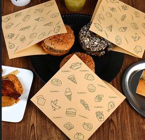 Custom Logo Sandwich Burger Paper <b>Bag</b> Disposable Food Grade PE Coated Hamburger Bread <b>Cake</b> Grease Proof Wrapping Paper <b>Bag</b> - Product Image 2