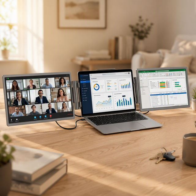 Laptop Extender 14'' FHD IPS Ultra-Thin Dual/Triple Monitor Display /USB-C Plug-Play Portable Monitor Built-in Speaker 60Hz
