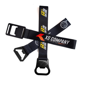 Custom Designer Printing Fabric Keychain Short Bottle Opener with Wrist Lanyard Accessories