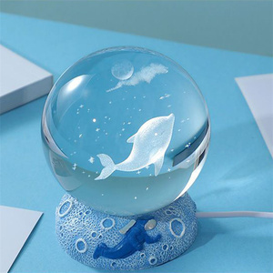 Glowing Planetary 6/8cm Ocean Fish Crystal Ball Luces <span class=keywords><strong>de</strong></span> noche USB Power Warm Bedside Light Christmas Kid Gift - Product Image 4