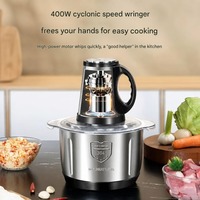 Hachoir Électrique 2L à Moteur Haute Performance Cyclone, 4 Lames, Broyeur Multifonctionnel pour Viande, Légumes, Ail et Oignon