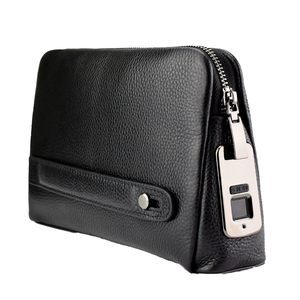 Men's Smart Anti-Theft Clutch Bag Fingerprint Lock <b>Small</b> Business Organizer Fashionable Nylon Luxury Leather Wallets Handbags - Product Image 1