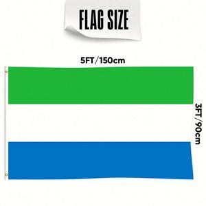 Drapeaux de Sierra Leone en gros 3x5 pieds, en polyester 68D/100D, personnalisables pour toutes les nations, livraison rapide d'un fournisseur fiable - Product Image 1