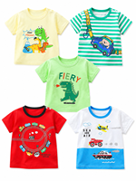 Vêtements d'été pour enfants, garçons et filles, t-shirt en coton à manches courtes, col rond, imprimé animal de dessin animé, pour tout-petits de 1 à 8 ans