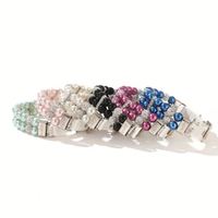 Collier en cuir réglable pour chien avec perles et strass en cristal, vente en gros