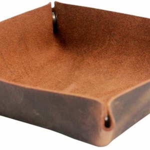 Custom Logo Genuine Crazy Horse Leather <b>Bedside</b> <b>Storage</b> Organizer Key Catchall Valet Leather Jewelry Tray - Product Image 4