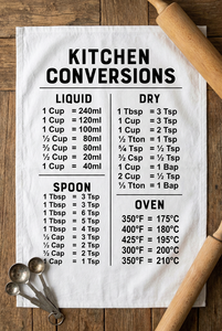 100% Cotton Tea Towels Metric Conversion Chart Kitchen Essentials Practical Dish Cloths 40x60cm - Product Image 2