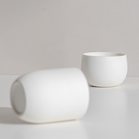 Mini pots à bougies en céramique ronds, blancs mats, luxueux et vides, 5 oz et 6 oz