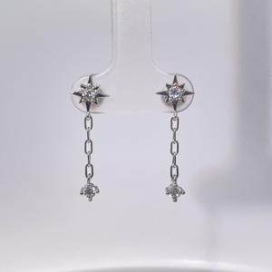 Boucles d'oreilles créoles rondes en laiton plaqué or tendance TIanyu Gems avec zircone cubique blanche et pendentifs classiques populaires en forme d'étoile - Product Image 3