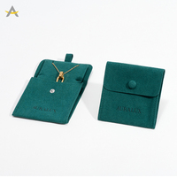 Auralux vente en gros petit microfibre vert voyage collier boucle d'oreille bijoux emballage pochette sac
