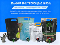 Prix d'usine, sachet liquide de qualité alimentaire, 3L 5L 10L 20L, sachet en aluminium, en stock pour l'emballage du vin, du jus, du café, thermoscellage