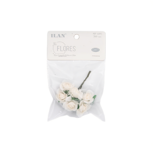 Ilan Flores Rose di Carta Bianche 78mm, Set da 6 Pezzi per Decorazioni e Artigianato - Product Image 2