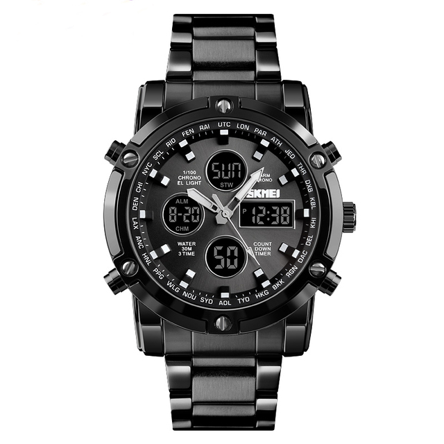 Perfect Skmei 1389 Top Brand Luxury Steel Watches Original Men Wrist Black Sport Watch Water Resistant