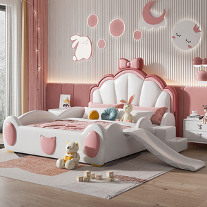<span class=keywords><strong>Letto</strong></span> per Bambini in Pelle Rosa Principessa, Moderno <span class=keywords><strong>Letto</strong></span> <span class=keywords><strong>Imbottito</strong></span> Sicuro per Bambini, Design Semplice e Popolare con Sponda di Sicurezza - Product Image 5