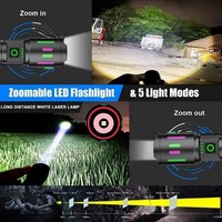 Linterna LED de Mano de 1200-5000 Lúmenes, Linterna de Mano para Exteriores de 1200 Lúmenes /P50/P70, Linterna Impermeable con Zoom