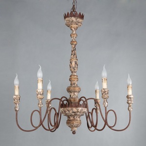 Lampadario Creativo <span class=keywords><strong>in</strong></span> Stile Americano e Francese, Vintage, <span class=keywords><strong>in</strong></span> <span class=keywords><strong>Legno</strong></span> Invecchiato Marrone/Beige, a Risparmio Energetico, per Soggiorno e Sala da Pranzo - Product Image 2