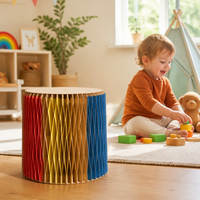 Tabouret en carton imprimé personnalisé coloré, écologique, portable, mobilier pop-up pour l'affichage en magasin et les espaces créatifs
