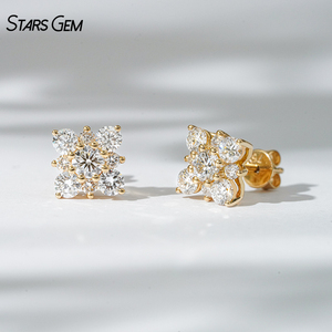 Starsgem 1.3ct 3.6mm Round Brilliant Cut Lab Grown Diamond 18K Gold Rhodium Plated Luxury <b>Stud</b> <b>Earrings</b> - Product Image 1