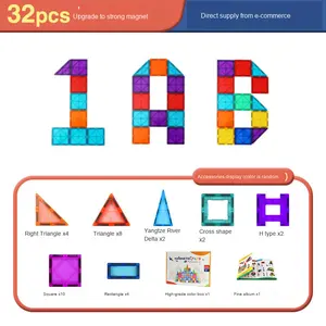 Ensemble de blocs de construction en plastique magnétique pour fenêtre de grande couleur Source Factory Early Education <span class=keywords><strong>Puzzle</strong></span> Construction DIY Toy for Kids - Product Image 6