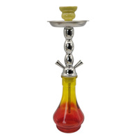 Ensemble de chicha en verre moyen à double tuyau jaune et rouge pour les marchés américain et européen