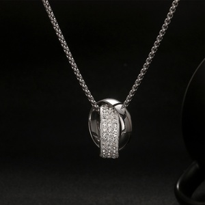 Kalung Liontin Cincin Baja Tahan Karat Serbaguna Personalisasi Unisex Mutiara Batu Alam Rantai Bambu Gaya Jalanan Hip-Hop Sederhana - Product Image 2