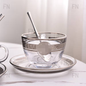 Ensemble de 6 tasses et soucoupes en cristal de haute qualité pour le thé de l'après-midi, le café de mariage, vente en gros - Product Image 3