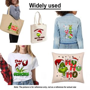 Cappello di Babbo Natale con Grinchy personalizzato in ferro per trasferimento termico DTF natale Grinches PET <span class=keywords><strong>Patch</strong></span> pronto a premere funzione cartone animato - Product Image 2