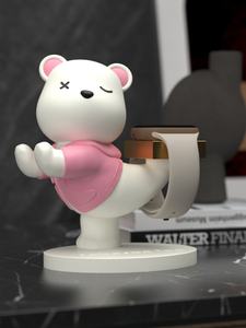 Ornements en forme d'ours pour montres Apple IWatch S9 et Huawei - Support de charge en résine, sculpture faite à la main et peinte à la main, thème amour, mignon - Product Image 2