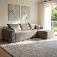 Canapé d'angle modulable en forme de L de 108 pouces avec chaise longue, poches latérales, assise profonde, revêtement en tissu moelleux, idéal pour appartement moderne